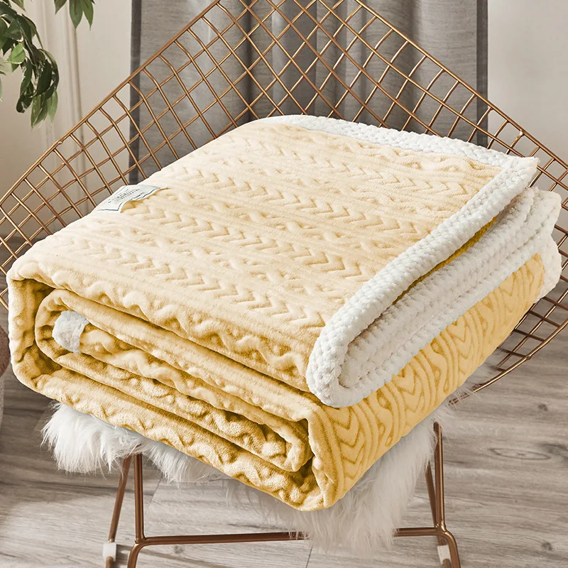 Luxury Soft Flannel Fleece Solid Color King100 Polyester Striped Chunky Knit Throw Blanket Bedspread Plush Baby Sofa The Blanket