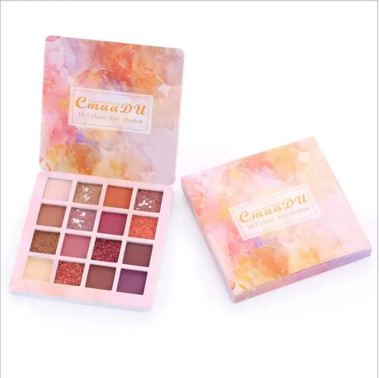Cmaadu 16 Colors Matte Glitter Eyeshadow Palette Sexy Red Eyes Long-lasting Waterproof Shimmer Makeup Palette Cosmetics