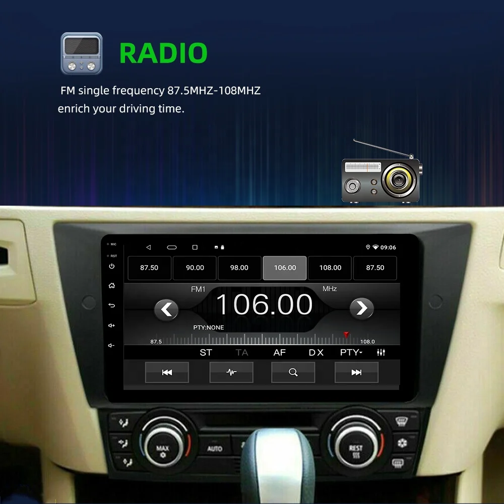 Best sellers 9 Inch android 9.1 Ram 1Gb Rom 16Gb Navigation Car Autoradio Radio for BMW E90 E91 E92 E93