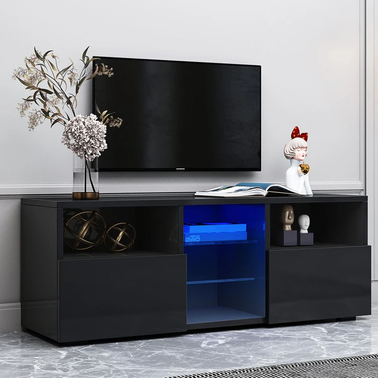 Entertainment Center Living Room Furniture Wooden Storage Drawer Media Television Table Cabinet LED Light TV Console Stand