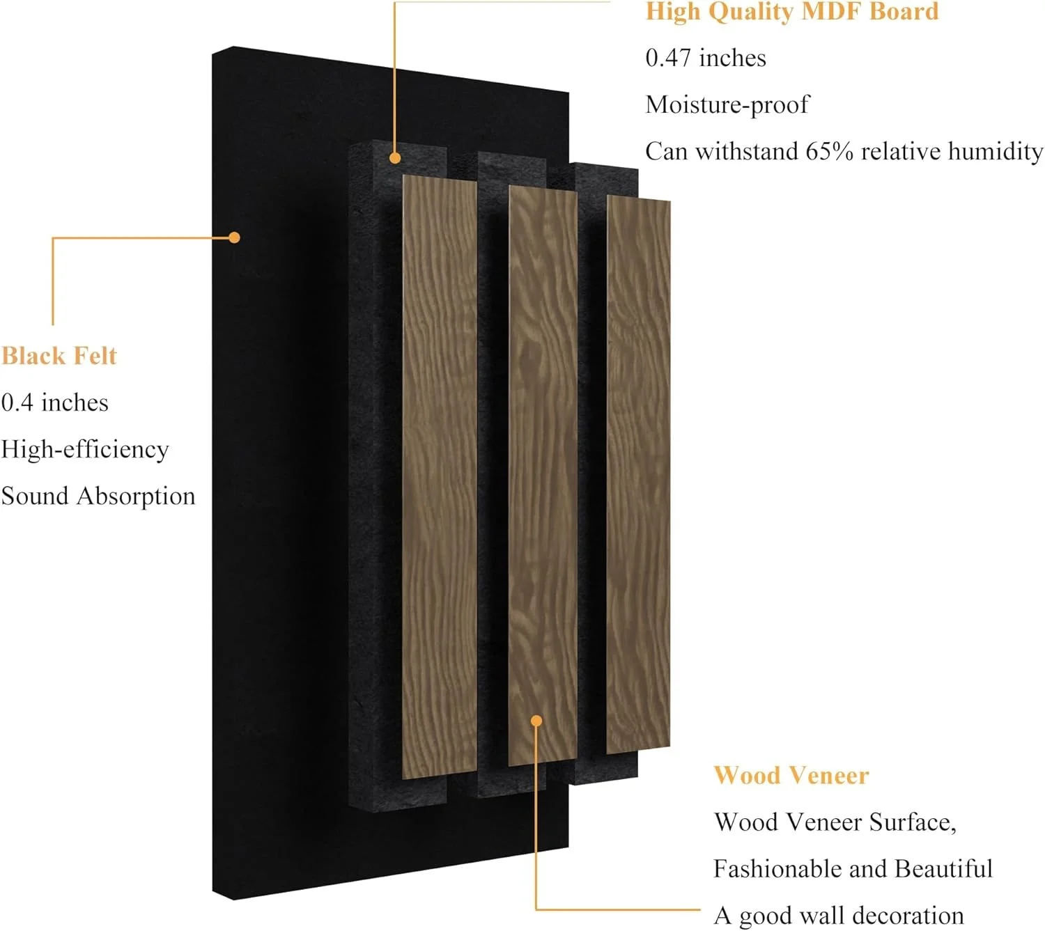 Akupanel Akustik Panel Holz Soundproof Acoustic Slat Wall Panel Smoked Oak Veneer MDF Wood Slat Acoustic Panel on Black PET Felt