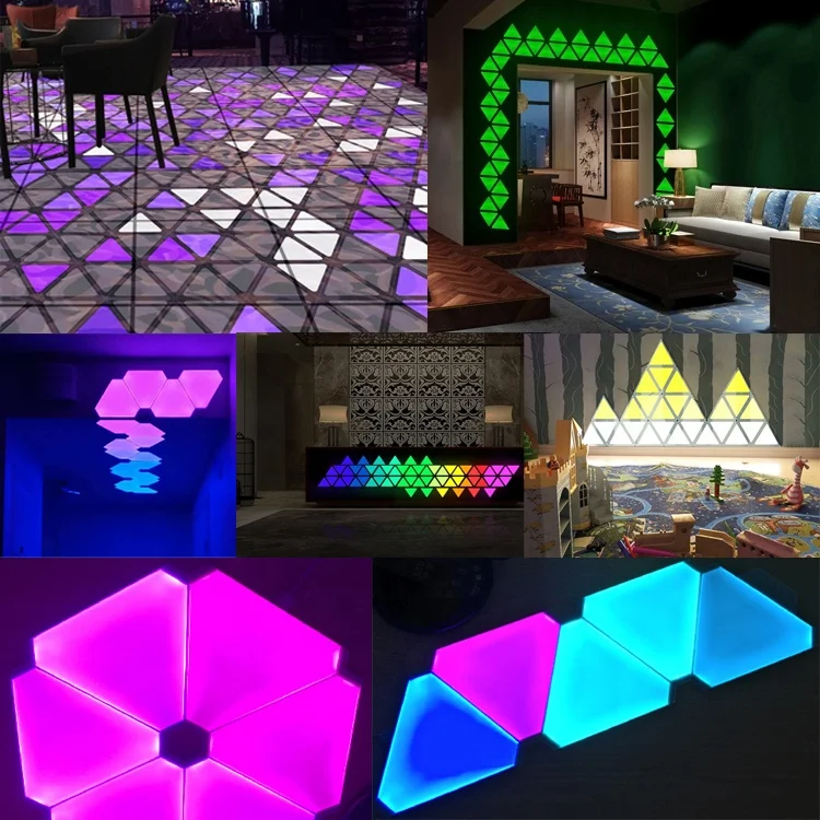 9 Pcs/Set Smart Multicolor Triangle LED Light Panels Music Wifi Control Night Club Lights Quantum Lamp Night Light Led