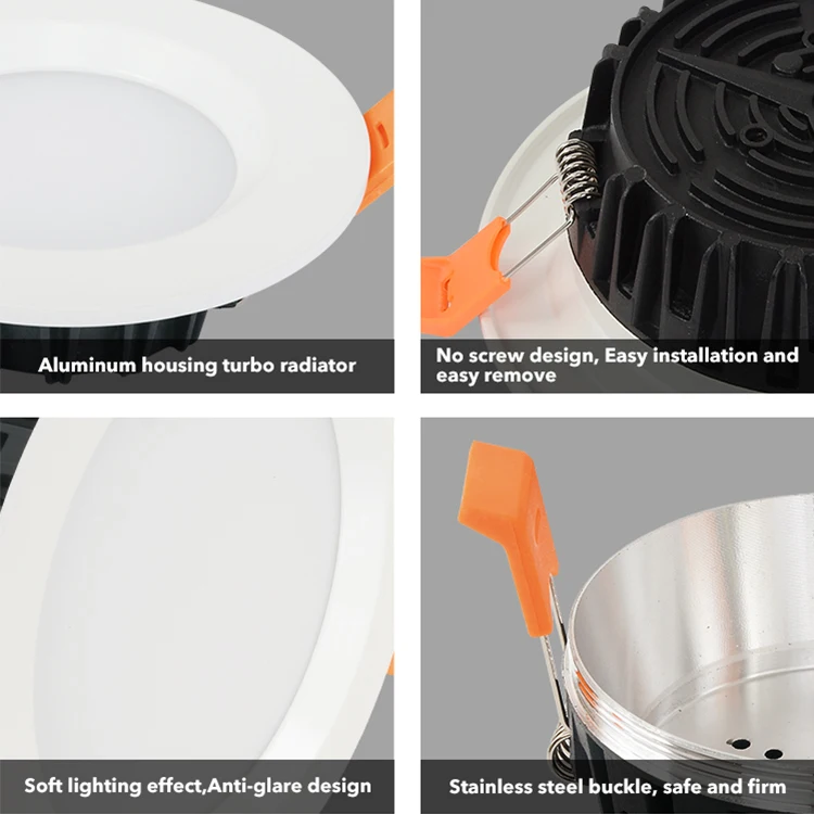 Energy Saving Indoor Home Lighting Adjustable Ceiling Recessed 3w 5w 7w 9w 12w 15w 18w 24w SMD Round Led Downlight