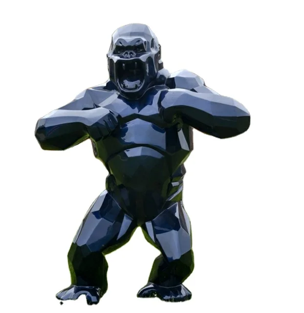 Статуя из смолы Gorilla с индивидуальным дизайном декоративная статуя животного скульптура стекловолокна в натуральную величину King