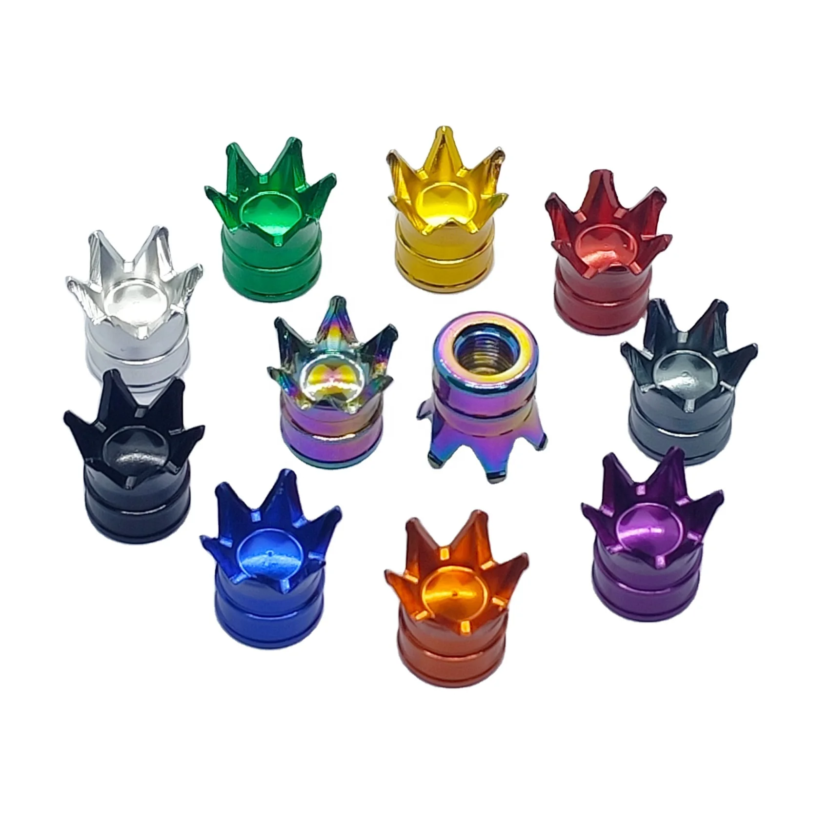 JDMotorsport88 Car JDM Racing 4pcs Aluminum Crown Wheel Tire Valve Stem Cap Covers