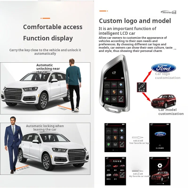 The mechanical blade auto LCD key is suitable for B M W and other smart car keys that retain the mechanical key
