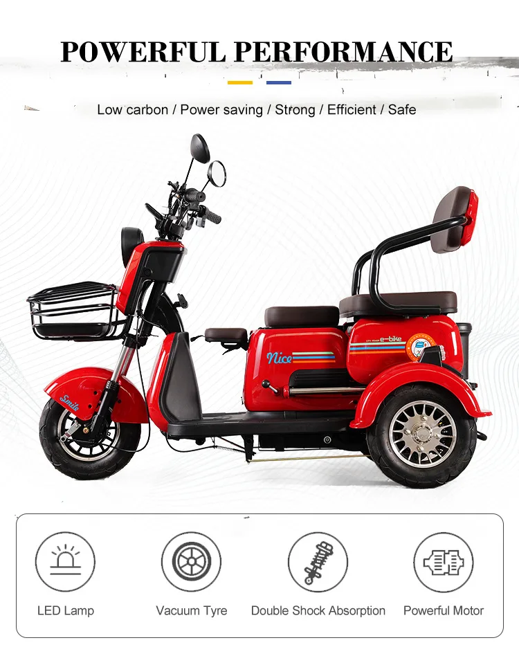 Hot Selling 350W 49cc 80c Gas cargo foldable passenger small 3 wheel adult electric tricycle