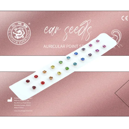 20 Pcs One Pack With 10 Colors Crystal Ear Seeds Auricular Therapy Point Sticker 24K Gold EarSeeds