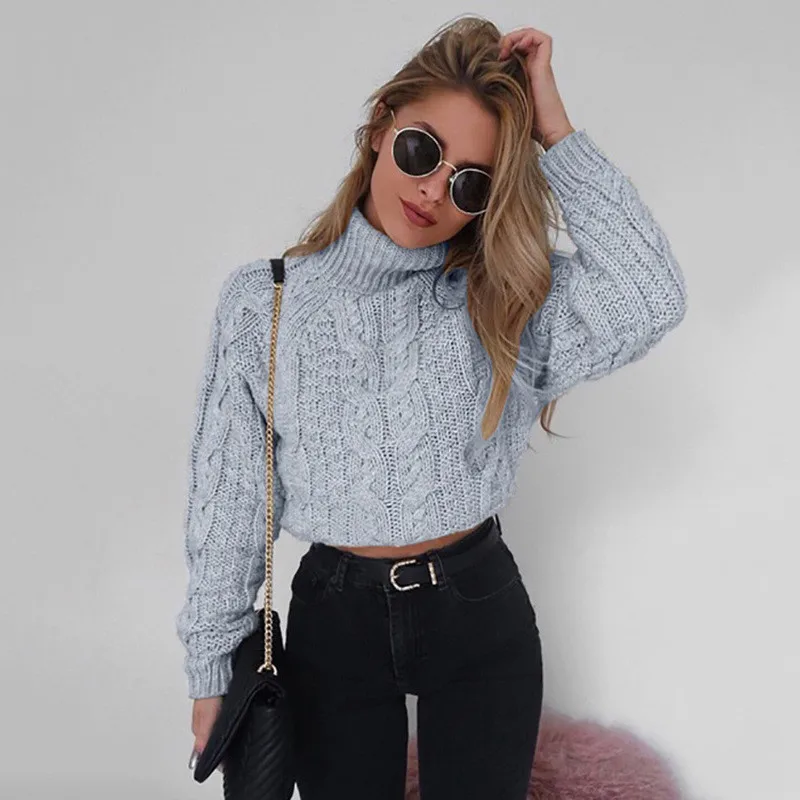 Sweaters Knitting Long Sleeve High Collar Sexy Twist Sweater Women Winter Clothes Pull Mode Femme Sueter Ropa De Invierno