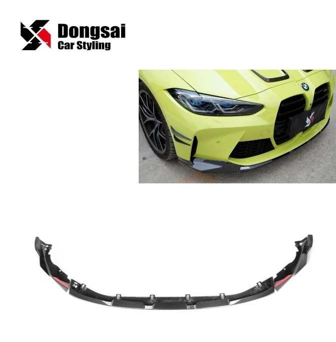 DongSai 3 PCS Dry Carbon Fiber Car Front Bumper Lip for BMW G80 M3 G82 M4 2021-2022