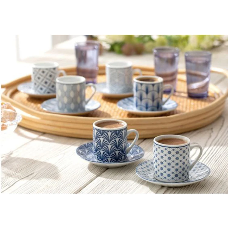 2022 Fashion New Design 90ml Ramadan Coffee Cups Custom Arabic Turkish Fine Porcelain Ceramic china Coffee Tea Cup And Saucer