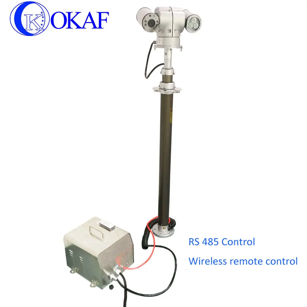 Pneumatic CCTV PTZ IP Camera Telescopic Monitoring Pole System Vehicle-mounted Telescopic Antenna Mast