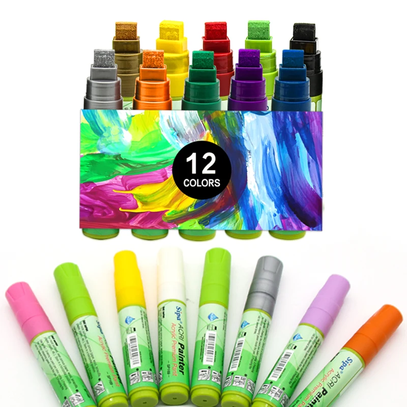 Sipa SP169 Water based Art Color Indelible Ink Jumbo Empty Waterproof Permanent Acrylic Paint Marker Pen