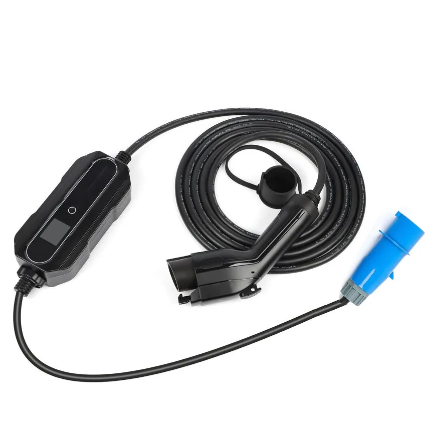 32a Type1 J1772 Portable EV Charger Home EVSE Electric Car Charger with Blue CEE Plug