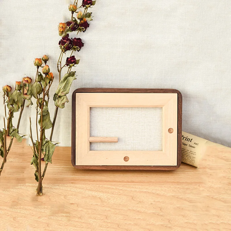 Hot Sale Factory  wholesale High Quality Novel Design Solid Wood  Craft Frame Black Walnut Photo Frame Decorative Swing Table