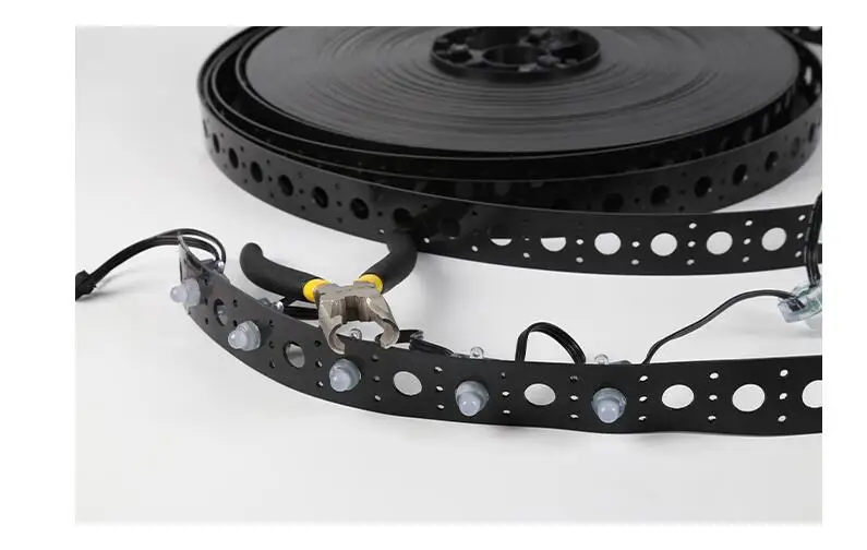50m/roll,Plastic mounting strip for 12mm pixel nodes,1 inch(25mm) hole spacing;for pixel christmas tree use