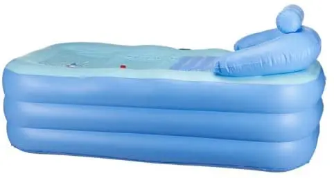 3 rings Blue Portable Blow Up Bath Tube Inflatable Adult Bath Tub with Foot Pump