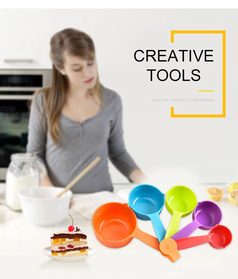 Kitchen Tools Gadgets Colorful Measuring Tool Set Plastic Measuring Cup Spoons Set For Kitchen Measuring Tool