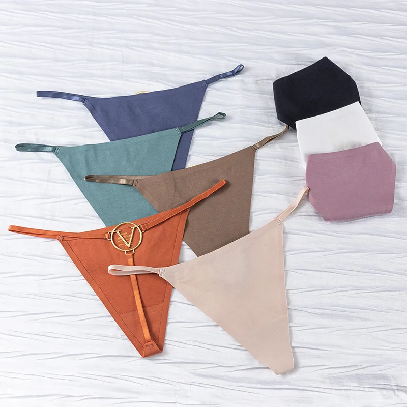 Sexy hot T-type exercise yoga Plus size low waist cotton crotch Underwear Laser Cutting Briefs thong Ice Silk traceless panties