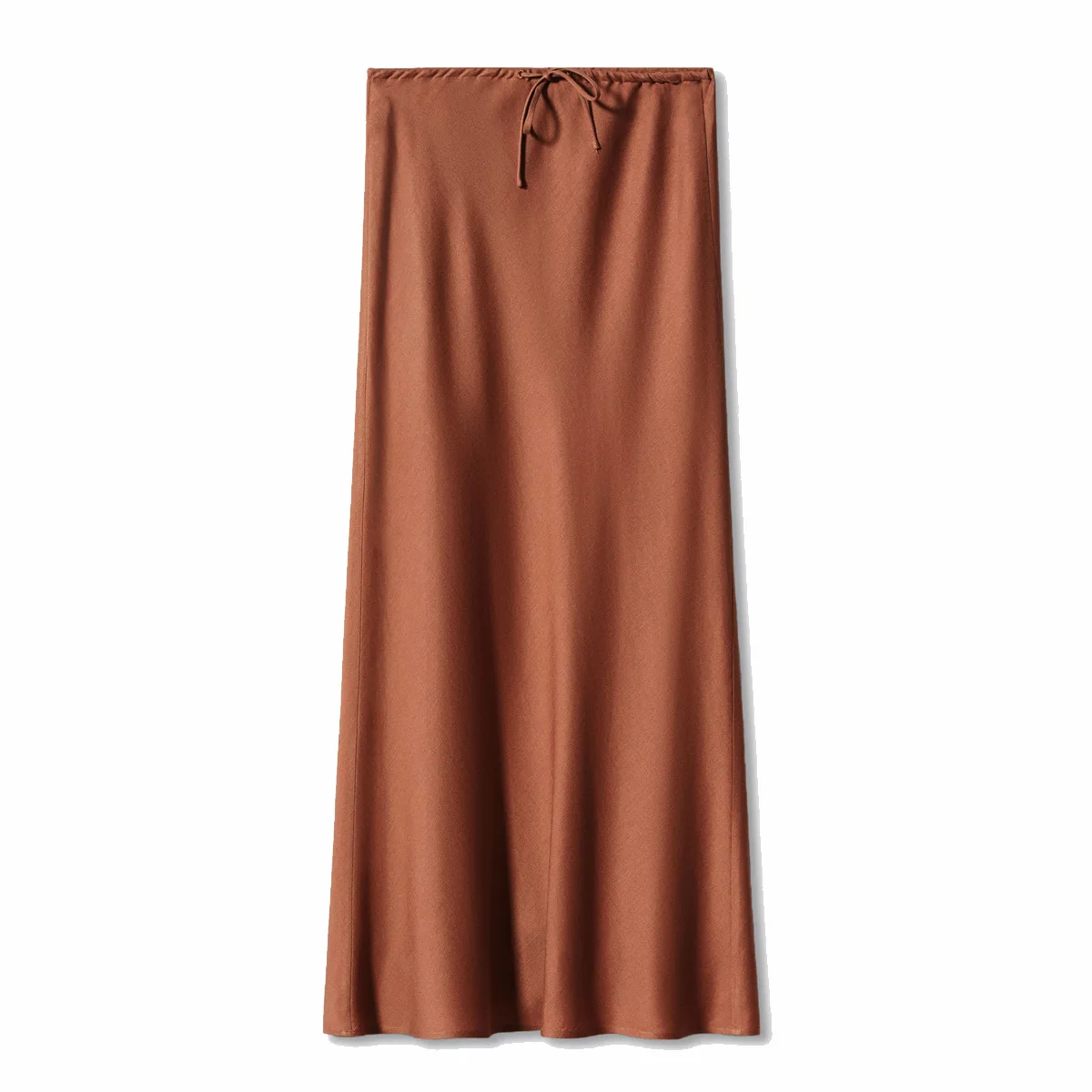Womens Satin Silk Maxi Skirts Drawstring Flared Casual A-Line Long Skirt for Women