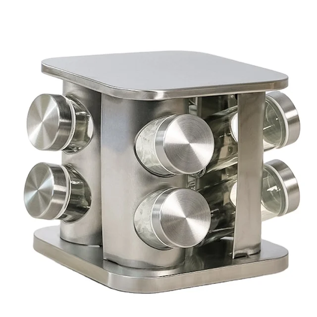 8 Spice Rack Countertop Rotating Seasoning Tower  Kitchen Seasoning Jars Spice Rack