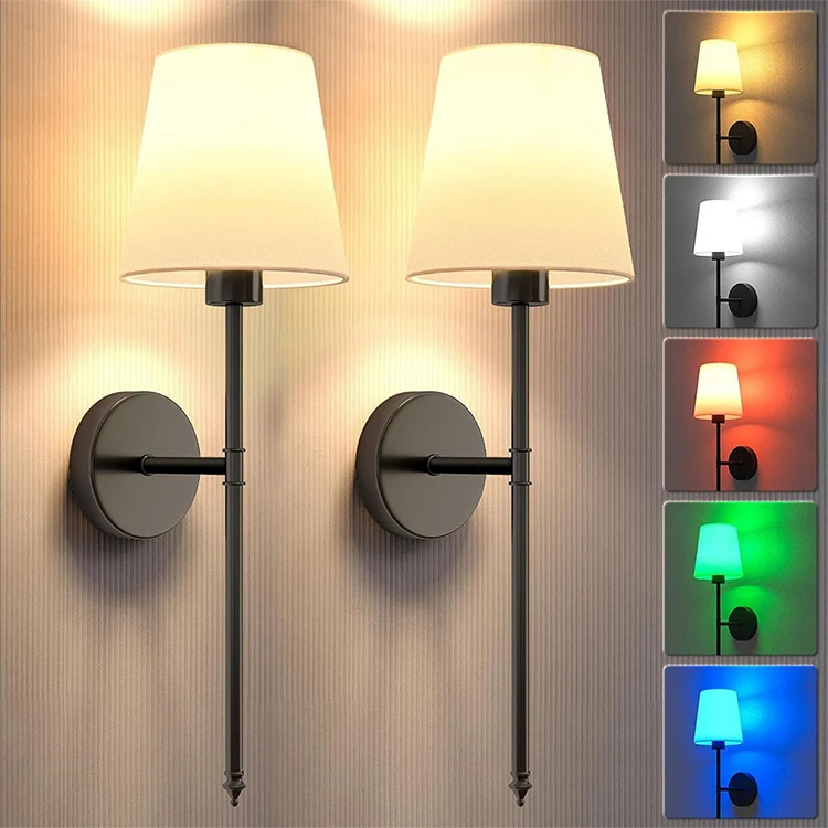Simple LED Living Room Wall Lamp Battery Three-color Remote Dimming Bedroom Bed Balcony Aisle Eye protection Wall Lamp