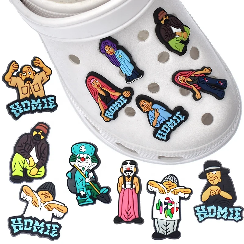 Wholesale PVC rubber croc charms homies homey homie bro croc shoe charms for croc decoration