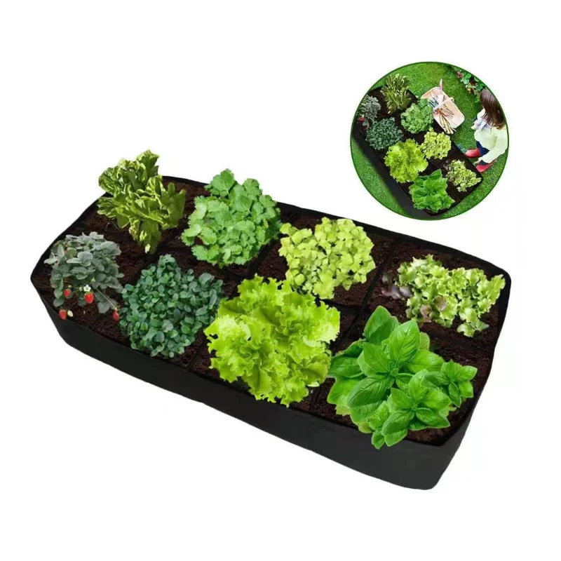 Square Planting Container Grow Bag Felt Potato Planting Bag Garden Planter Pockets Planting Pots