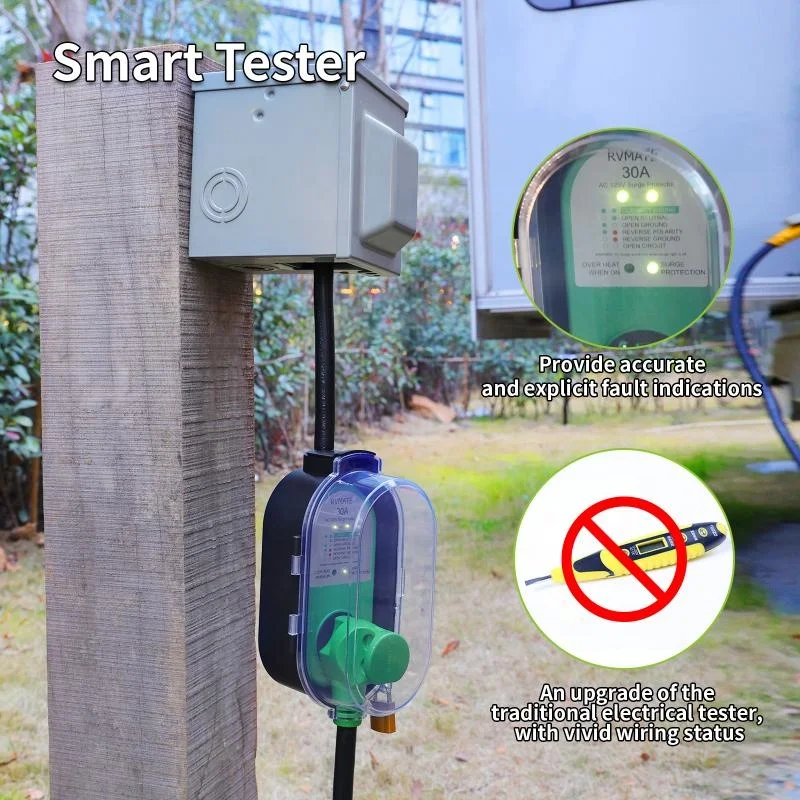 30 Amp 125 Volt RV Surge Protector, NEMA TT-30P TT-30R RV Circuit Breaker, ETL/cETL Listed