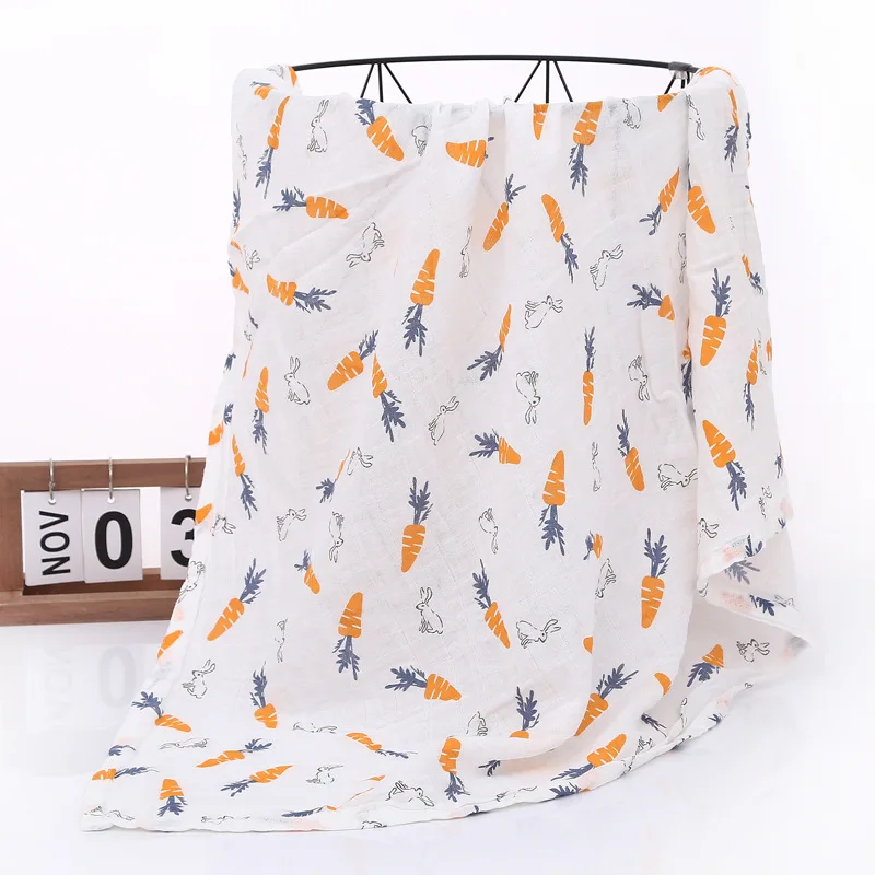 Wholesale Solid 100% Organic Cotton bamboo Soft Muslin Fabric Swaddle Wrap Baby Blanket