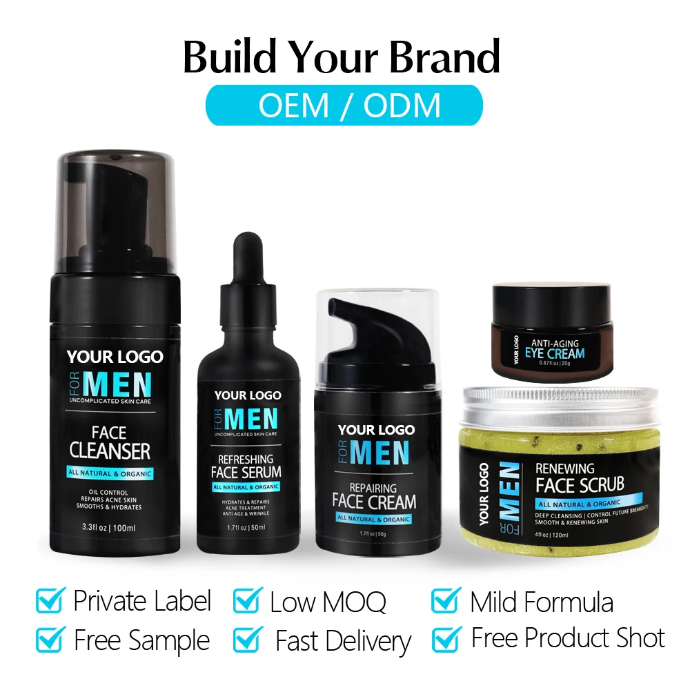 Private Label Mens Skin Care Facial Cleanser Wash Anti Aging Moisturier Cream Skin Care Set Face For Black Men