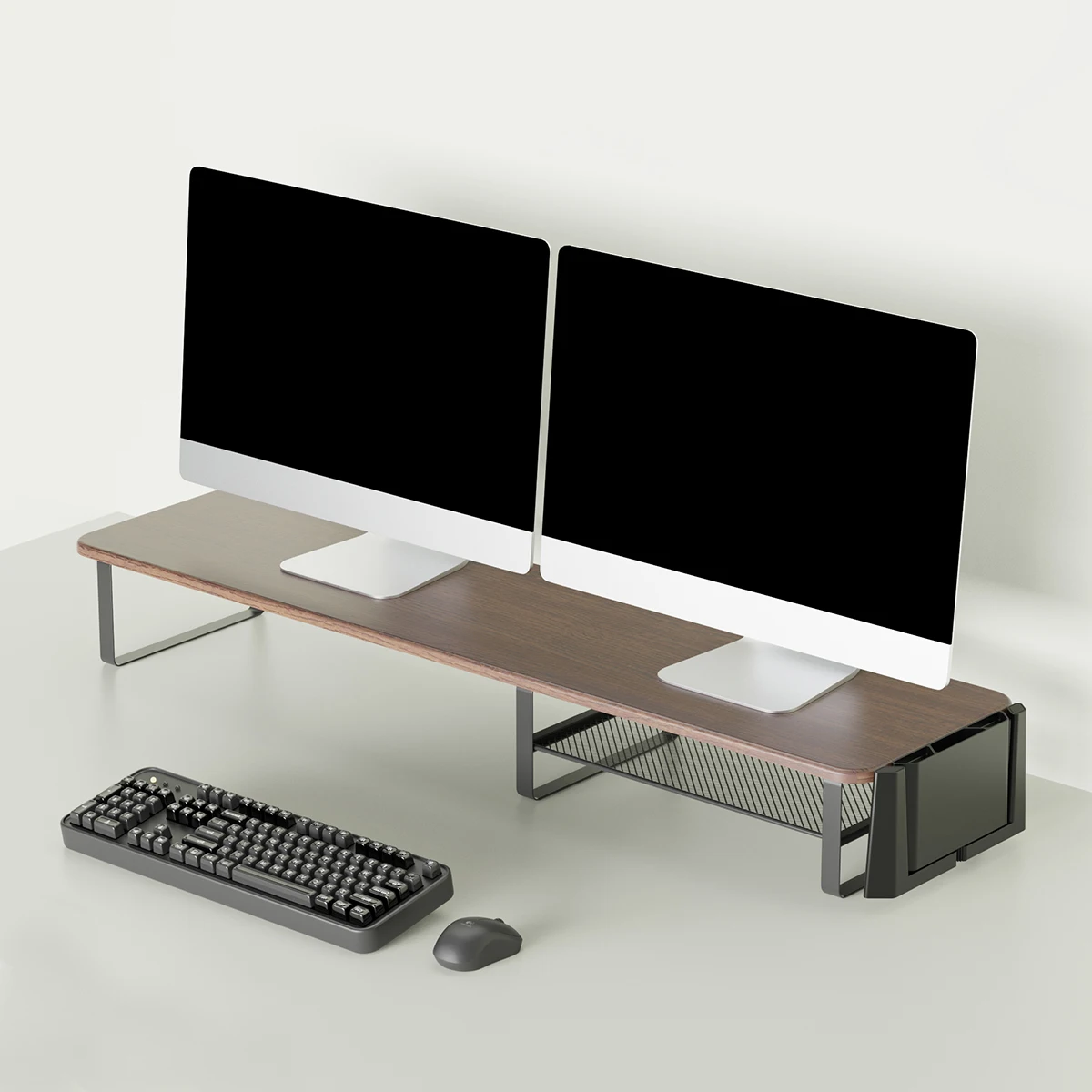 Hot Selling Wood Extended Dual Screen Desktop gaming computer monitor stand riser With vertical laptop stand