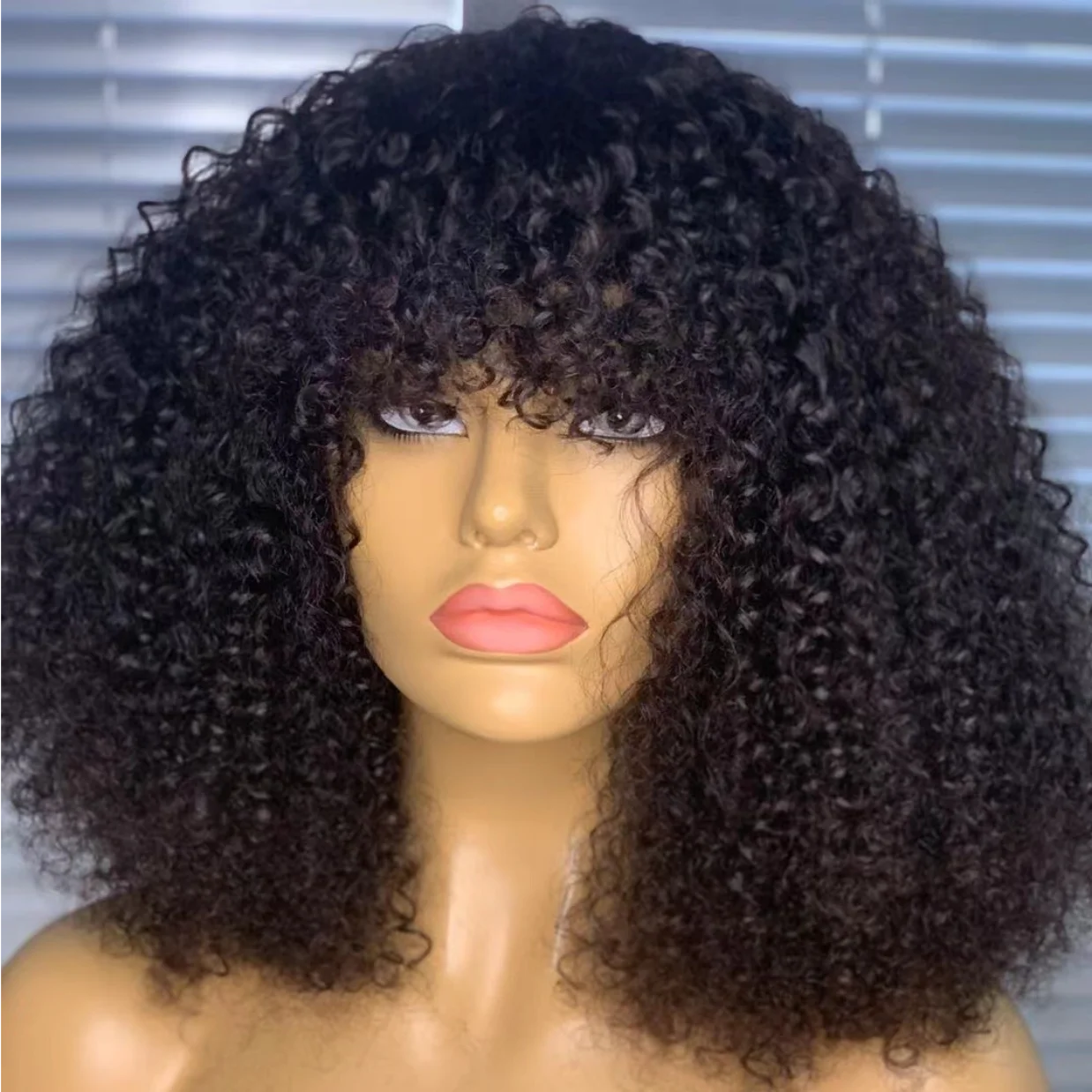 Machine Made Kinky Curly Bob Wig Full 210% Density Virgin Human Hair Cuticle aligned Machine Made Curly Bob Wig For Black Women