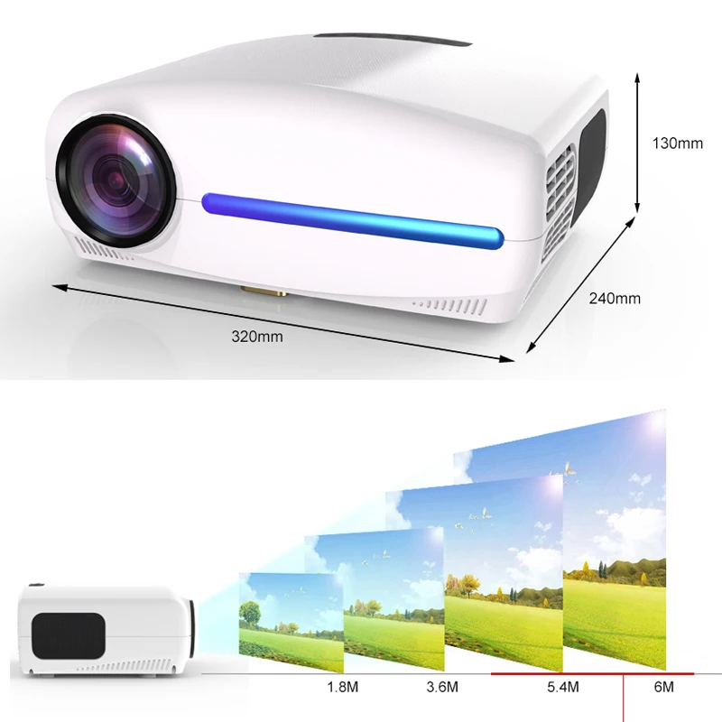 Портативный проектор WZATCO C2 4 + 32 ГБ 1920*1080P Full HD светодиодный 4D цифровой Keystone 6500 люмен домашний