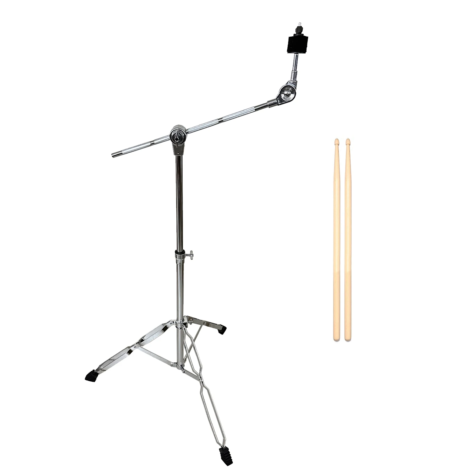 Cymbal Stand boom/straight Combo Heavy Duty Double Braced Legs Adjust Height (30-58 In) with 2 Pcs Drumsticks