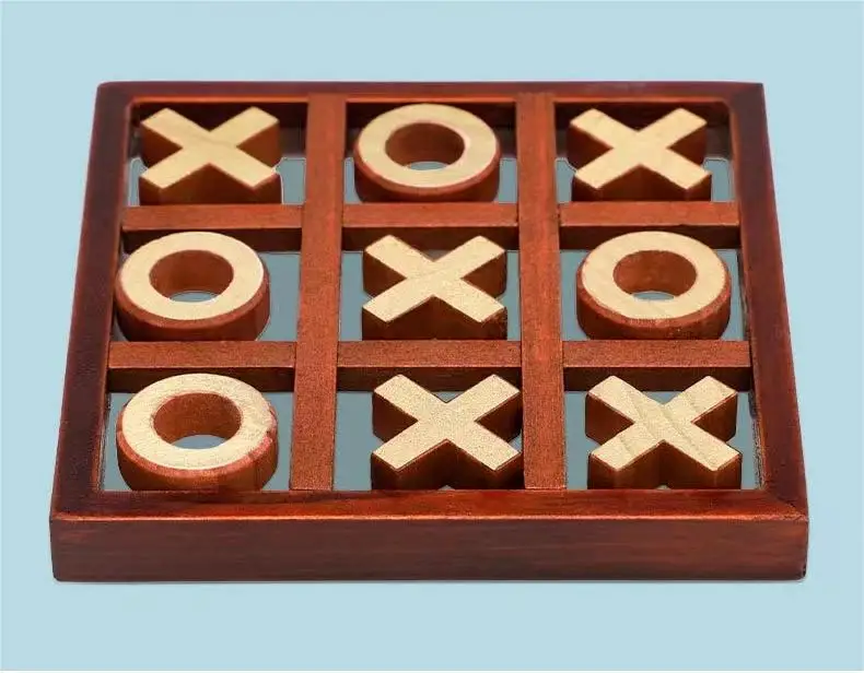 Wooden montessori toys, Classic Tic-Tac-Toe Puzzle Board Game Noughts and Crosses Game Best for kids Brain Teaser Puzzle