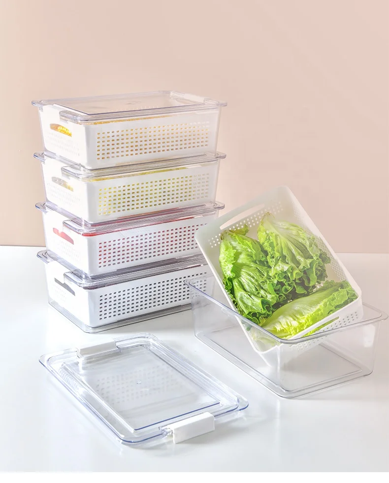 Plastic  Multi-Functional Saver Storage Container With Removable Drain Basket
