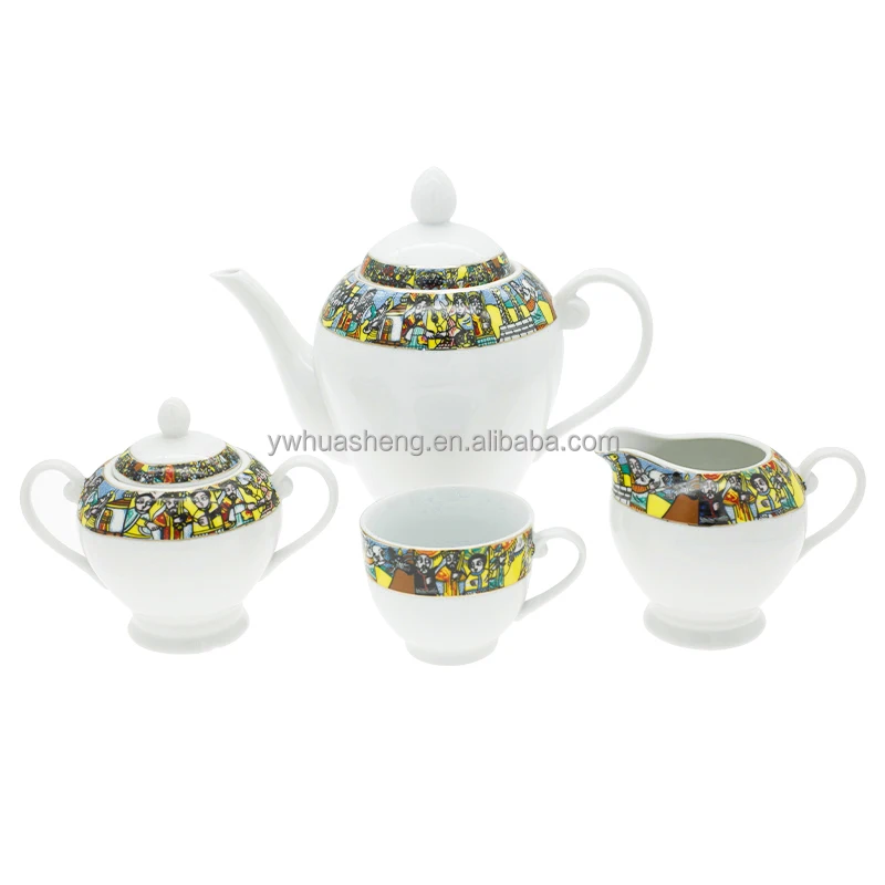 Traditional 17pcs Ethiopian/Eritrean Art Coffee Set Classic Saba Design Tea Set Fine Porcelain
