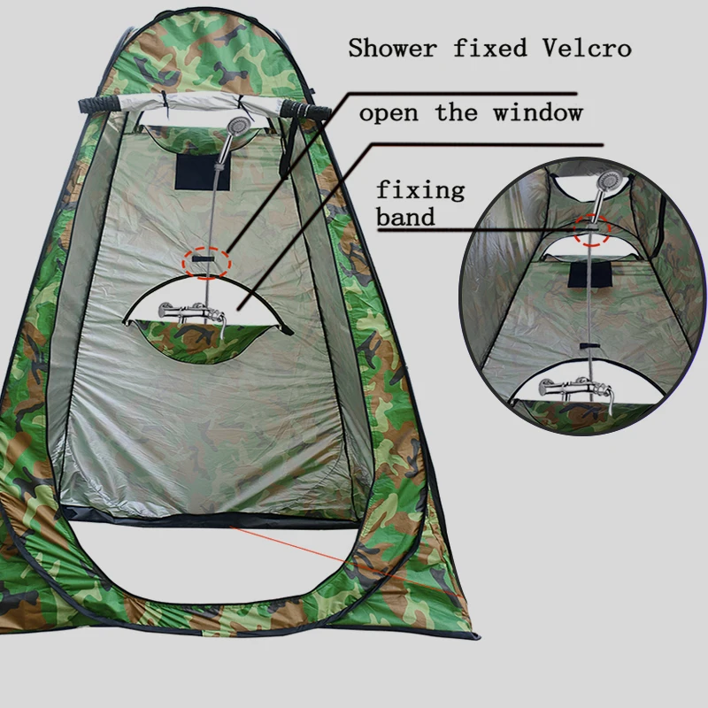 Spacious Double Shower Tent Privacy Toilet Tent Camouflage Portable Shower Tent
