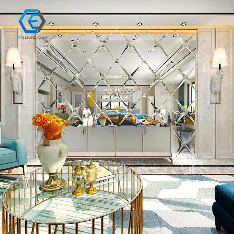 Clear Silver Copper Free Beveled Bathroom Mosaic Antique Decorative Mirror