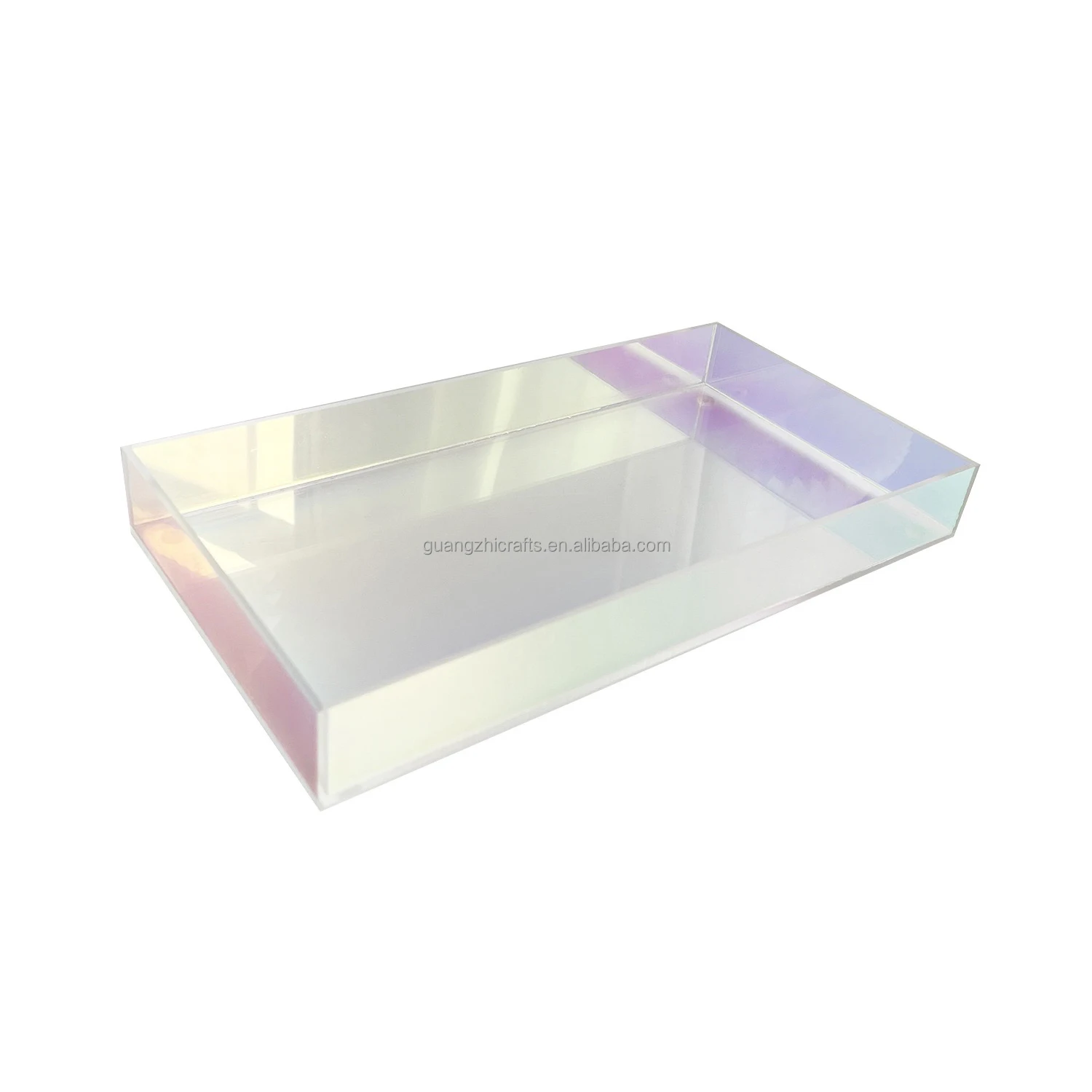 Rainbow Acrylic Rectangular Party Platter Iridescent Acrylic Decorative Tray for Food, Tea, Snacks