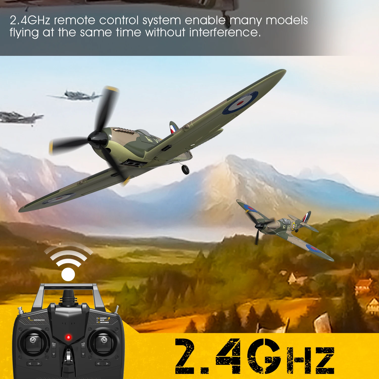 RC Park Flyer Spitfire Easy to Fly Beginner Radio Control Plane with Gyro Stabilizer