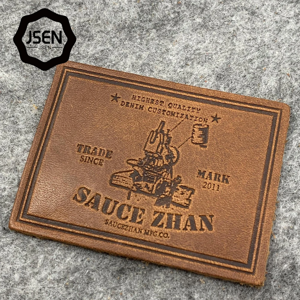 Горячая Распродажа, выгравированный логотип бренда, коричневая кожаная этикетка, патч