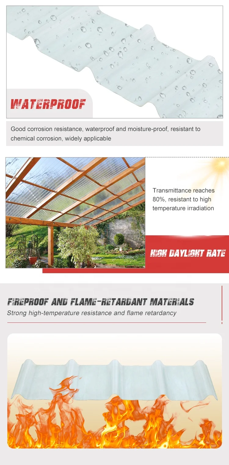 Color Manufacturing Customized Flame Retardant Frp Corrugated Sheet