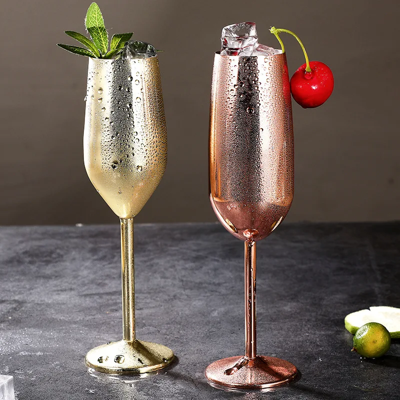 Best Selling 200Ml Party Champagne Glasses & Flutes Stainless Steel Retro Wedding Goblet Red Wine Glasses