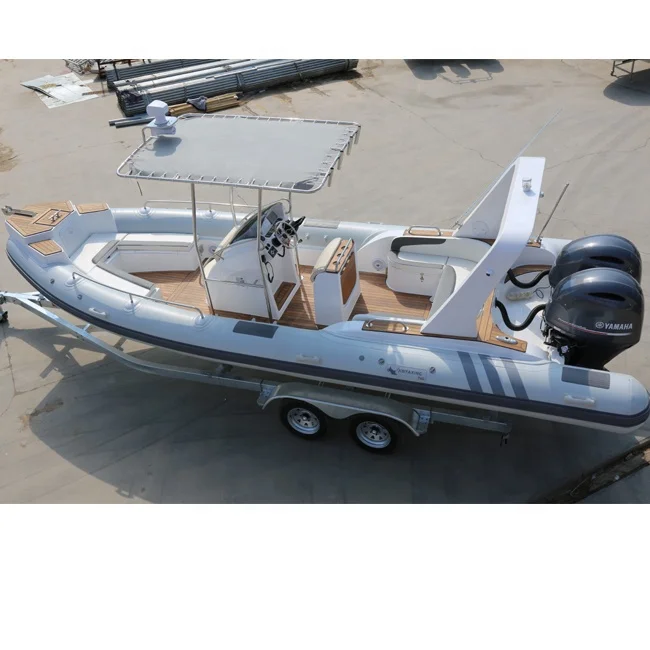 24.5ft 7m CE Inflatable Boat with Double 150hp Motor Sport RIB Boat Hypalon Fiberglass Hull Rowing Boat
