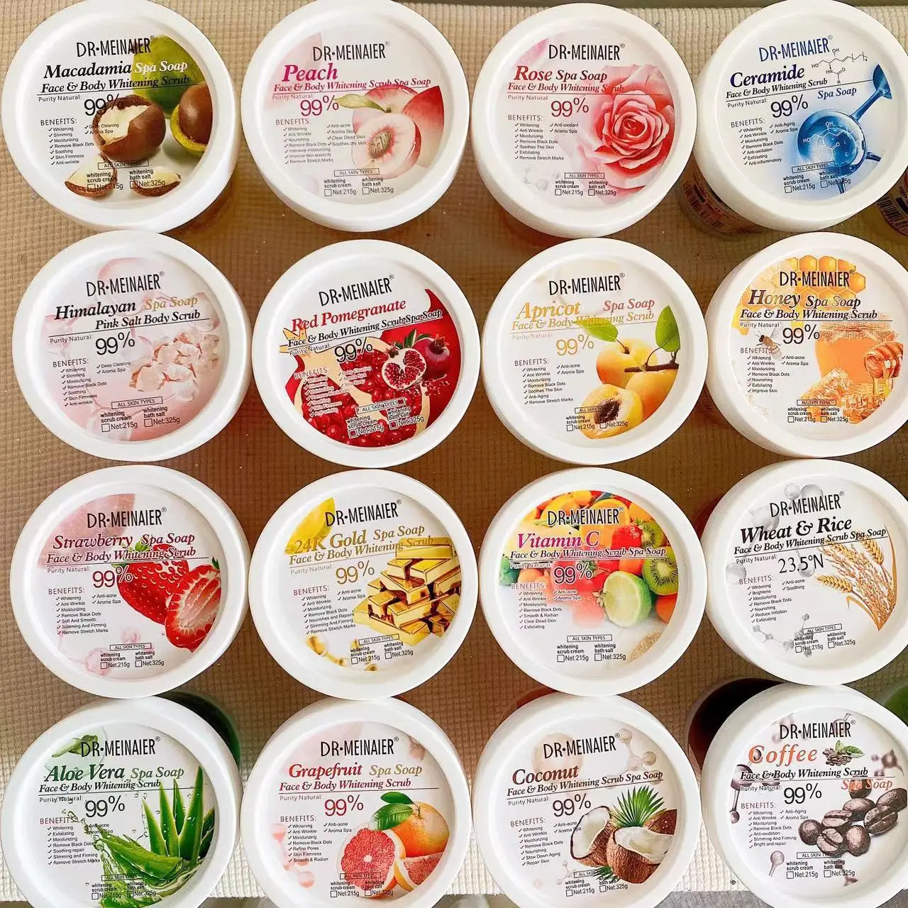 Multiple Scents Whitening Face and Body Scrub Skin Care  Sea Salt Exfoliating Deep Cleansing Sugar Scrub