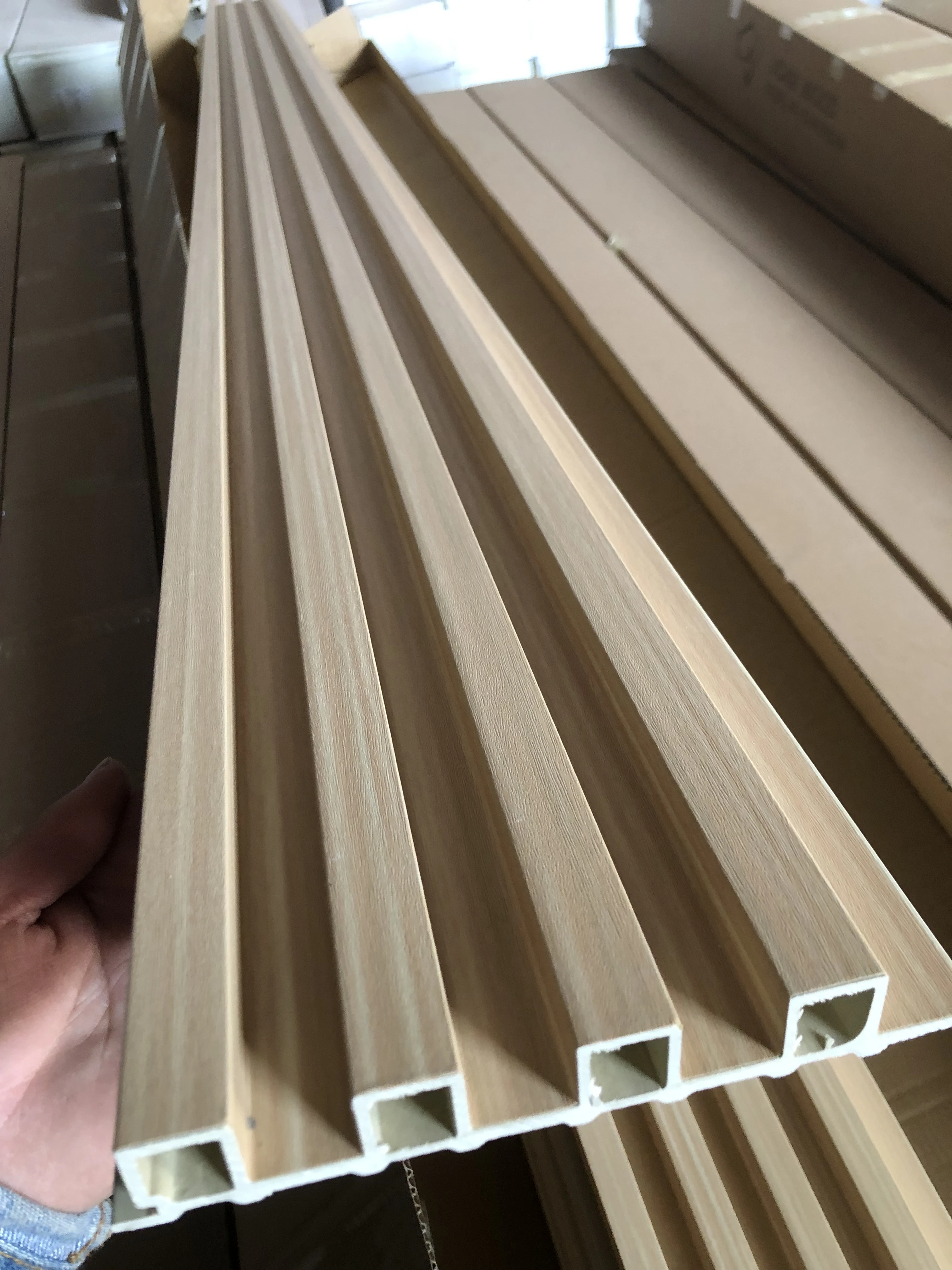 WPC Slat Wall Panel Interior Wall Cladding WPC Wall Panel water proof WPC panel For Indoor Decor