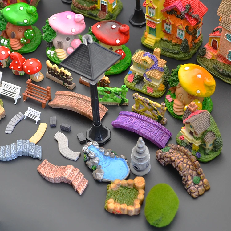 Kids toys fairy garden miniatures ornaments figurine bonsai home dollhouse doll decoration Castle resin mini house figurine