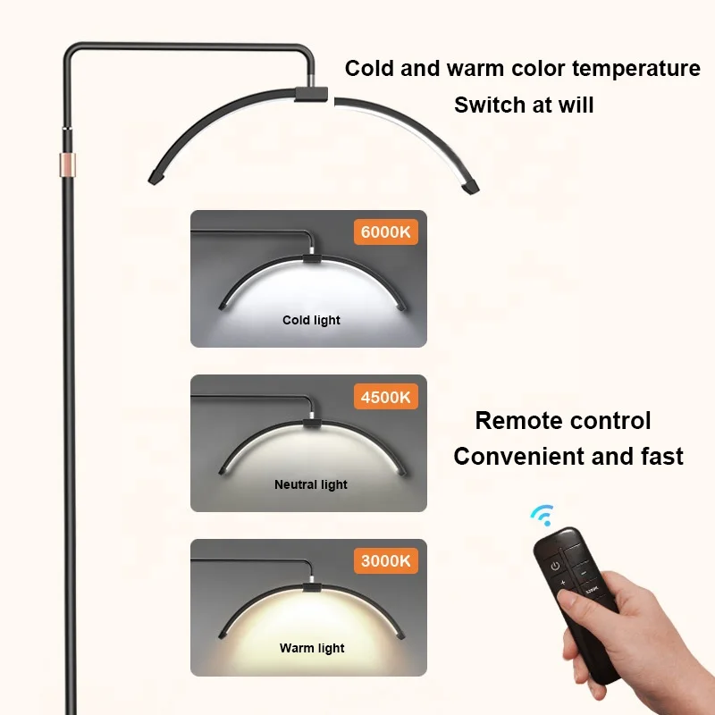 LED Lash Light Makeup Lamp Extension Half Ring Moon Floor Lamp With Stand Lashes For Tattoo Beauty Salon Eyelash Video Lighting